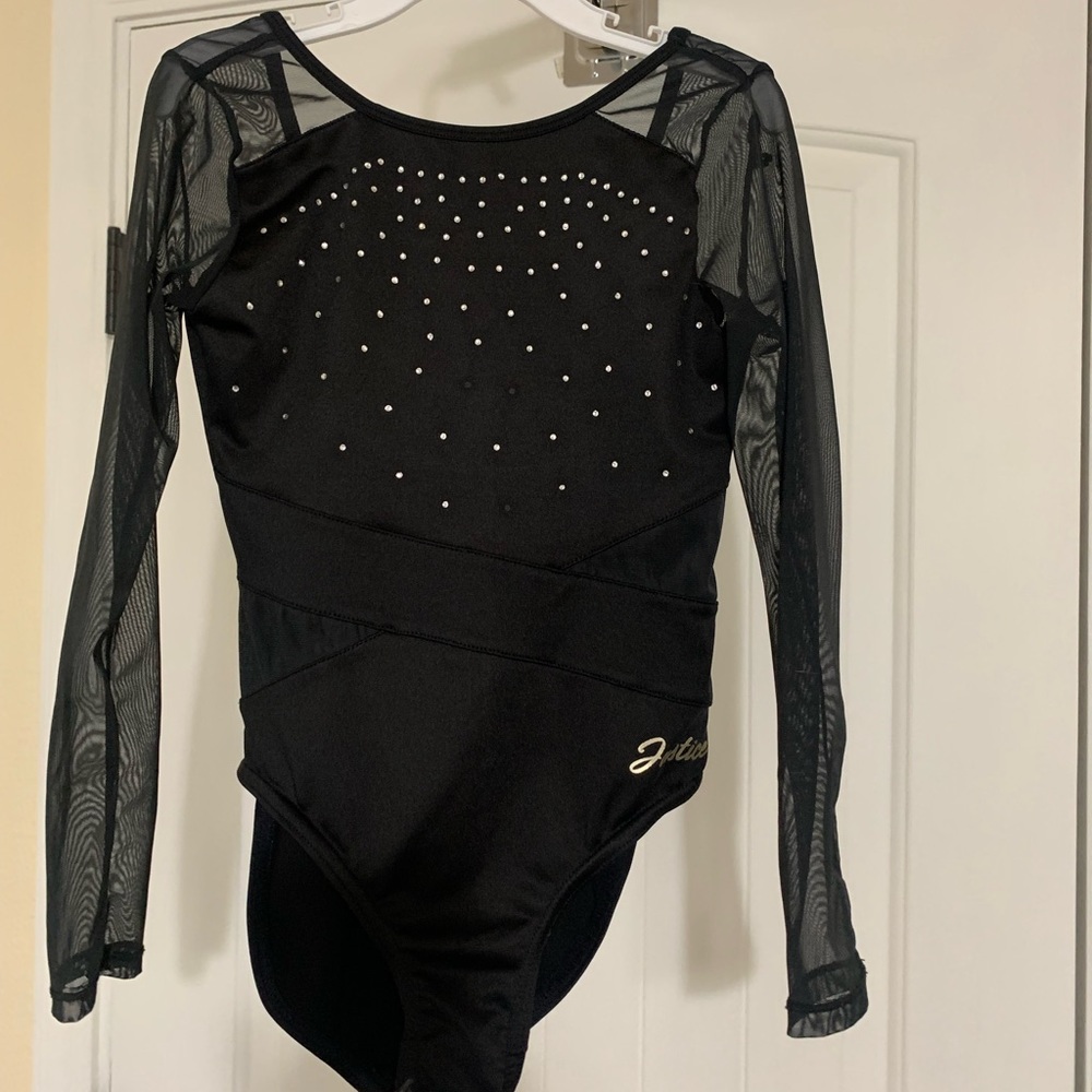 Justice 7/8 black gymnastics suit.